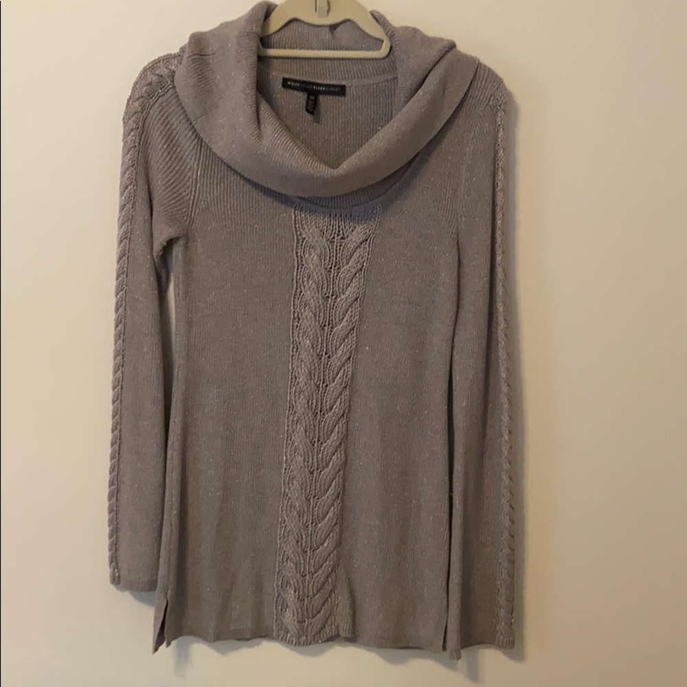 Tan cowl neck sweater w shimmer